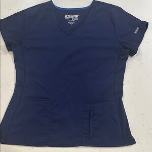Grey's Anatomy Women's Dark Blue Scrub  Top sz L
